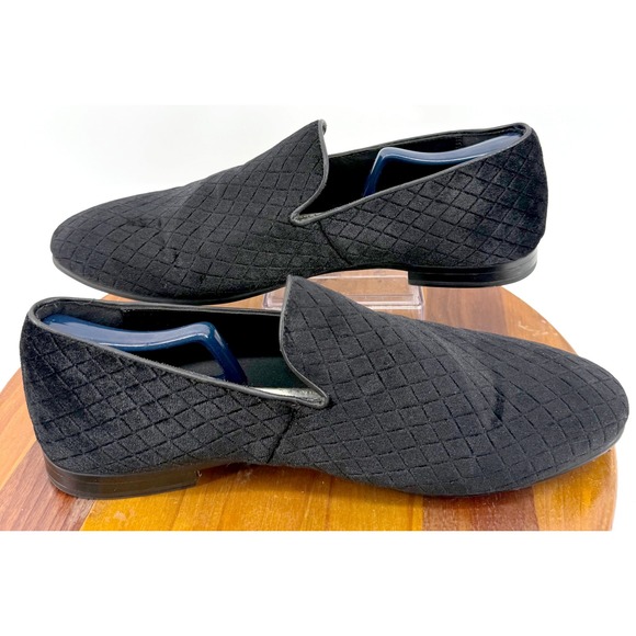 ALDO Mens Martinian Quilted Velvet Blk Loafers Dress Shoes Size 12 EU 45 Slip On - Picture 1 of 10